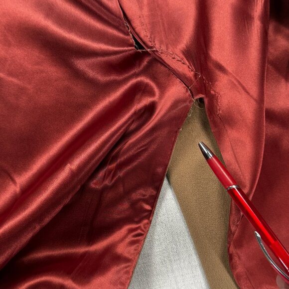 VTG Overcoat Tan Wool Double Breasted Red Satin Lined Coat Mitchell Daroff - Picture 10 of 16